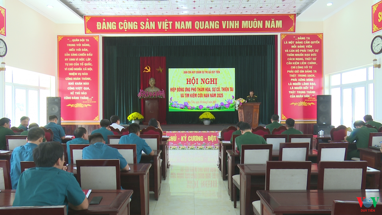 Ban CHQS thị xã Duy Tiên tổ chức hiệp đồng ứng phó thảm họa, sự cố thiên tai và tìm kiếm cứu nạn năm 2025